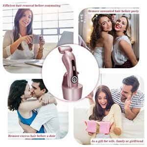 Akunbem Electric Razor for Women Legs Bikini Trimmer Shaver Underarm Public Hairs Rechargeable Womens Wet Dry Use Painless Cordless with Detachable Head (Pinkish)