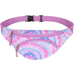 choco mocha kids fanny pack girls fanny pack for kids 4-6 9-10 6-8 toddler fanny pack girls kids waist bag tie dye belt bag for kids fannie pack for little girls age 3 4 5 6 7 8 9 small hip bag pink