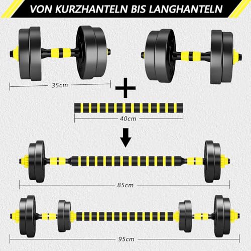 Dumbbell Set of 2 Adjustable Dumbbell Set Professional Dumbbell with Connecting Steel Tube Weight Lifting for Home, Gym… (YELLOW-22LBS)