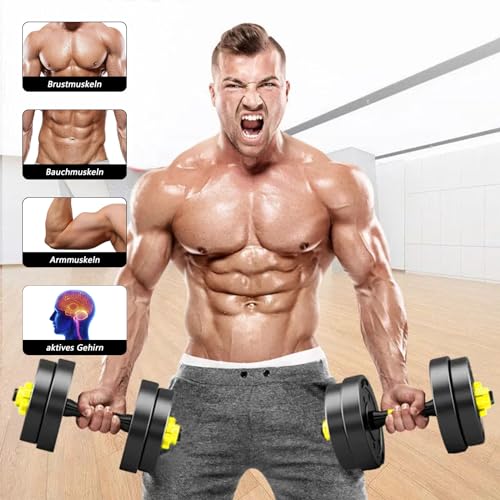 Dumbbell Set of 2 Adjustable Dumbbell Set Professional Dumbbell with Connecting Steel Tube Weight Lifting for Home, Gym… (YELLOW-22LBS)