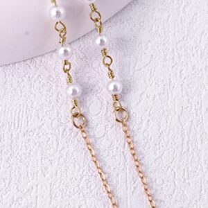 Newest Anti-Lost Airpods Neck Strap Holder Magnetic Gold Leash White Pearl Chain Necklace Gifts for Women Lady Girl, 72cm