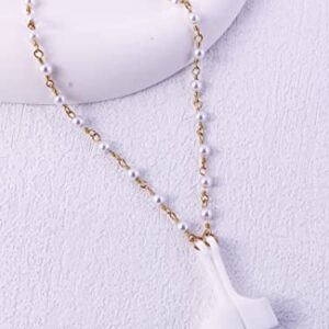 Newest Anti-Lost Airpods Neck Strap Holder Magnetic Gold Leash White Pearl Chain Necklace Gifts for Women Lady Girl, 72cm