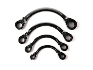 vct 4pc sae ratcheting double end half moon reversible wrench set 3/8" - 7/8"
