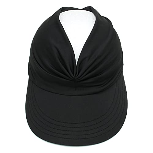 Sun Hat Women Sun Beach Visor Cap UV Protection with Wide Brim for Sports Beach Golf Hiking (Black)