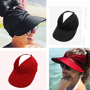 Sun Hat Women Sun Beach Visor Cap UV Protection with Wide Brim for Sports Beach Golf Hiking (Black)