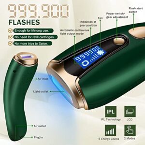 Laser Hair Removal for Women & Men, Permanent Painless At-Home Facial IPL hair removal device, Upgraded to 999,900 Flashes hair remover for Armpits Legs Arms Bikini Line