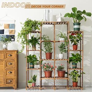 Uneedem Tall Shelf for Multiple Plants Indoor Outdoor 14 Tiers 16 Pot Holder Large Rack Wood Stand Shelves for Room Corner Balcony Garden Patio