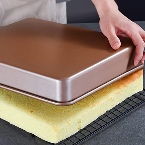2 Pack Baking Sheet Pans, Deep Size Baking Pan Nonstick Cookie Sheet Brownie Cake Pan Bread Pan Toaster Oven Tray Bakeware, 12.7x10.6x2.4 Inches, Easy Clean & Food Safe (12.7 x 10.6 x 2.4)