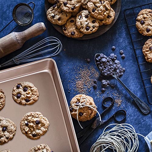 2 Pack Baking Sheet Pans, Deep Size Baking Pan Nonstick Cookie Sheet Brownie Cake Pan Bread Pan Toaster Oven Tray Bakeware, 12.7x10.6x2.4 Inches, Easy Clean & Food Safe (12.7 x 10.6 x 2.4)