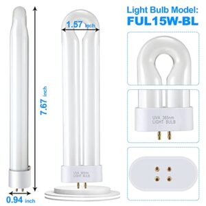 Kittmip BF35 Bug Zapper Replacement Bulbs FUL 15W-BL with Square 4-Pin Base, Compatible for Flowtron BK-15D, Stinger FP15, TZ15, BB-15WHT, 15W U Shape Insect Attracting Lamp for T6 T8 T9(1)