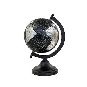 rely+ 5" world globe with sturdy metal stand (not plastic!) - desktop globe for home desk table office decor - book shelf decor globe - 5 inch - metallic black
