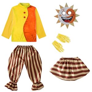 sundrop moondrop fnaf cosplay costume outfit clown costume halloween cosplay for fans (large, yellow-sun)