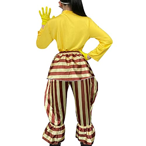 Sundrop Moondrop FNAF Cosplay Costume Outfit Clown Costume Halloween Cosplay for Fans (Large, Yellow-Sun)