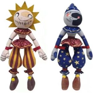 ULTHOOL Sun Moondrop Plush, FNAF Security Breach Clown Figure, 2Pcs 11in Sundrop Moondrop Plushies Toy for Kids and Game Fans Gift (Sun&Moon Clown 2pcs)