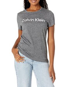 calvin klein performance women's short sleeve t-shirt, black heather, medium