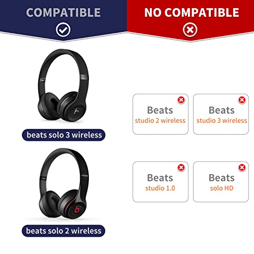 Damex Updated Thickened Solo Wireless 2/3 Replacement Ear Pads,earpads for Beats Solo 2/3 Wireless Headphone (Black)