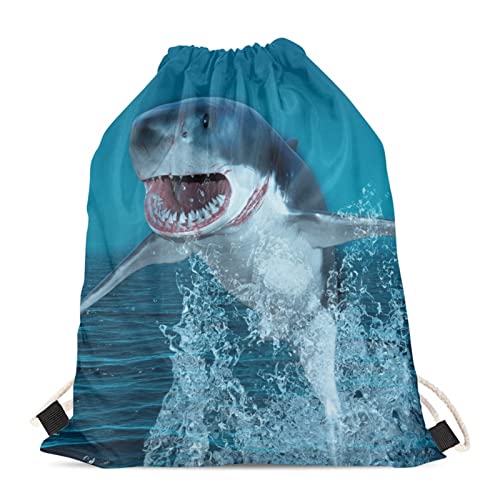 Upetstory Shark Drawstring Backpack String Bag Cinch Sport Bag Sackpack Gym Workout Bags Bookbag Casual Daypack for Women Girls Yoga Shopping Hiking School Gifts One Size