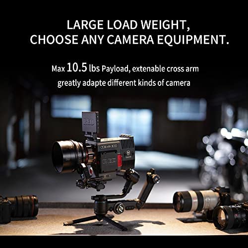 FeiyuTech SCORP PRO Official-Authorized Gimbal Handheld Camera Stabilizer with Remote Handle and OLED Screen for Mirrorless Camera for Sony,Canon,Nikon,Fujifilm,10.5 lb Payload，Without Case
