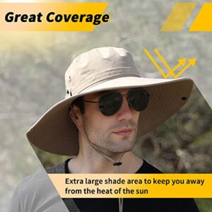 【Oversize XXL】 Sun Hat for Men,【UPF50+Waterproof Wide-Brim】 Boonie-Hat Sun-Hat Fishing-Hat for Safari Hiking Beach Garden