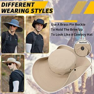 【Oversize XXL】 Sun Hat for Men,【UPF50+Waterproof Wide-Brim】 Boonie-Hat Sun-Hat Fishing-Hat for Safari Hiking Beach Garden
