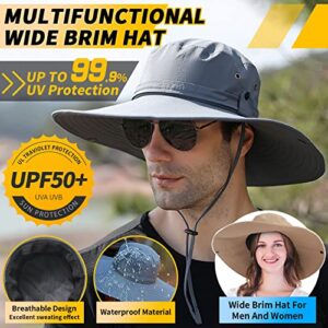 【Oversize XXL】 Sun Hat for Men,【UPF50+Waterproof Wide-Brim】 Boonie-Hat Sun-Hat Fishing-Hat for Safari Hiking Beach Garden