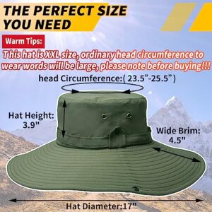 【Oversize XXL】 Sun Hat for Men,【UPF50+Waterproof Wide-Brim】 Boonie-Hat Sun-Hat Fishing-Hat for Safari Hiking Beach Garden