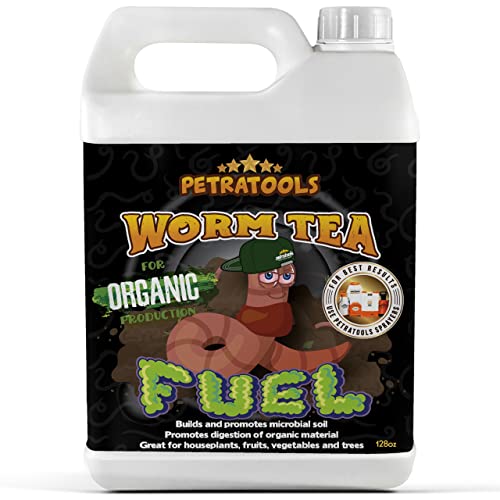 Worm Tea for Growers Gardening Soil - Compost Tea Fertilizer Liquid - Worm Castings, Earthworm Casting Manure Fertilizer - Earthworm Tea Worm Castings - PetraTools Worm Casting Concentrate for Growers (1Gal)