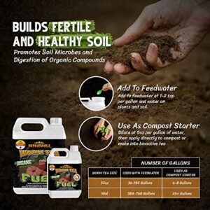 Worm Tea for Growers Gardening Soil - Compost Tea Fertilizer Liquid - Worm Castings, Earthworm Casting Manure Fertilizer - Earthworm Tea Worm Castings - PetraTools Worm Casting Concentrate for Growers (1Gal)