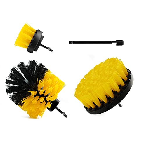 Cleaning Drill Brush Set, 4 Pack Power Scrubber Brush Set, Drill Brush Attachment for Power Drill, mobzio All Purpose Drill Scrubber Brush Kit for Shower, Grout, Bathroom, Floor, Tub, Tile, Kitchen