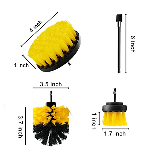 Cleaning Drill Brush Set, 4 Pack Power Scrubber Brush Set, Drill Brush Attachment for Power Drill, mobzio All Purpose Drill Scrubber Brush Kit for Shower, Grout, Bathroom, Floor, Tub, Tile, Kitchen