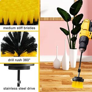 Cleaning Drill Brush Set, 4 Pack Power Scrubber Brush Set, Drill Brush Attachment for Power Drill, mobzio All Purpose Drill Scrubber Brush Kit for Shower, Grout, Bathroom, Floor, Tub, Tile, Kitchen