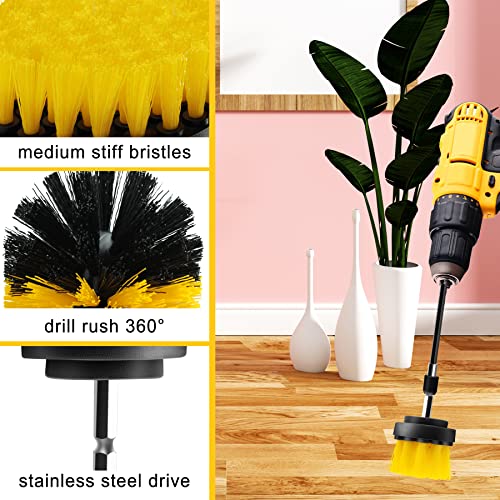 Cleaning Drill Brush Set, 4 Pack Power Scrubber Brush Set, Drill Brush Attachment for Power Drill, mobzio All Purpose Drill Scrubber Brush Kit for Shower, Grout, Bathroom, Floor, Tub, Tile, Kitchen