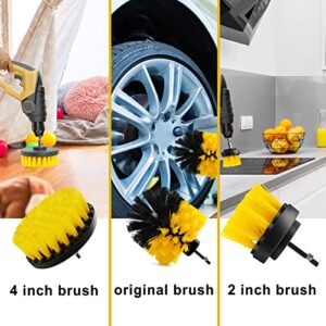 Cleaning Drill Brush Set, 4 Pack Power Scrubber Brush Set, Drill Brush Attachment for Power Drill, mobzio All Purpose Drill Scrubber Brush Kit for Shower, Grout, Bathroom, Floor, Tub, Tile, Kitchen