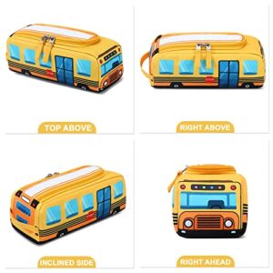 LEDAOU Cute Pencil Case for Kids Girls Boys Pencil Pouch kawaii Pen Pencil Box Bag Holder for School Students (Yellow School Bus)