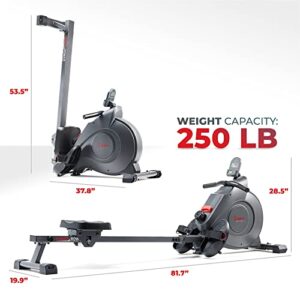 Sunny Health & Fitness Smart Magnetic Rowing Machine with Extended Slide Rail with Exclusive SunnyFit® App Enhanced Bluetooth Connectivity – SF-RW522016