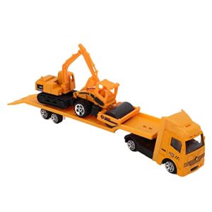 SPYMINNPOO RC Trucks Set, 4PCS Mini Alloy Construction Trucks Set 1: 64 Carrier Truck Engineering Trailer Car Toys for Over Age 3