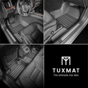 TuxMat - for Volvo XC60 2018-2024 Models - Custom Car Mats - Maximum Coverage, All Weather, Laser Measured - This Full Set Includes 1st and 2nd Rows Black