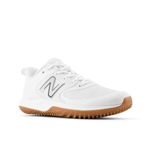 New Balance Men's Fresh Foam 3000 V6 Turf-Trainer Baseball Shoe, White/White/Gum, 9.5