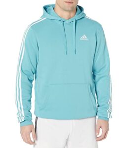 adidas men's essentials fleece 3-stripes hoodie, preloved blue, xx-large