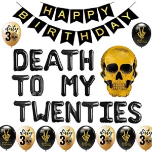 geloar death to my twenties 30th birthday party supplies, death to my twenties balloons happy birthday banner for rip twenties 20s rip youth men women dirty 30 funny 30th bday decor set of 31 pcs