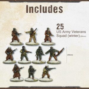 Wargames Delivered - US Army Veterans Squad (Winter) - 28mm Miniatures Includes 10 Metal Infantry in Winter Gear, Supported Group with Digital Bundle - Action Figures Model Kit by Warlord Games