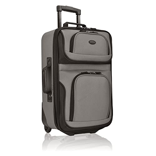 U.S. Traveler Rio Rugged Fabric Expandable Carry-on Luggage Set, Grey, 2 Wheel