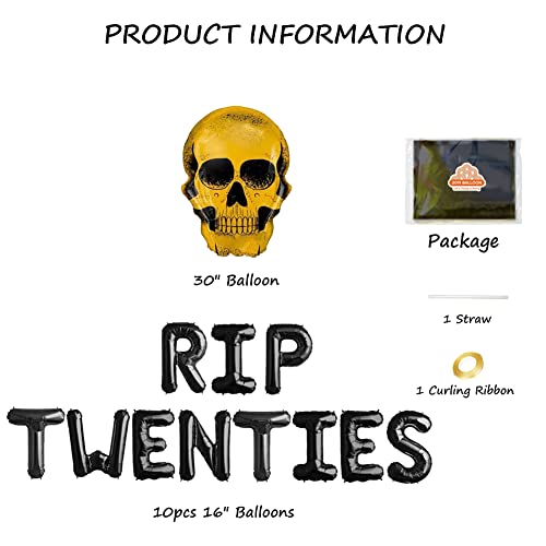 Geloar RIP TWENTIES Balloons, RIP TWENTIES 30th Birthday Party Supplies Balloons Banner for Death to My 20s RIP Twenties RIP Youth Men Women Dirty 30 Funny 30th Bday Decorations Set of 14 PCS