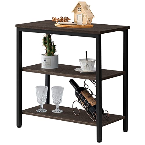 WEENFON End Table, 3-Tier Side Table, Nightstand with Storage Shelves, Industrial Tall Side Table for Small Spaces, Living Room, Bedroom,Dinning Room, Dark Brown