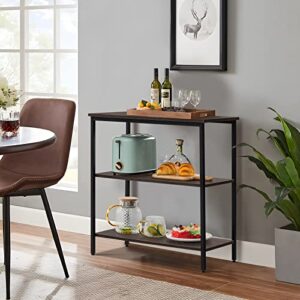 WEENFON End Table, 3-Tier Side Table, Nightstand with Storage Shelves, Industrial Tall Side Table for Small Spaces, Living Room, Bedroom,Dinning Room, Dark Brown