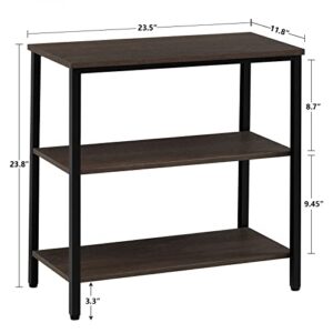 WEENFON End Table, 3-Tier Side Table, Nightstand with Storage Shelves, Industrial Tall Side Table for Small Spaces, Living Room, Bedroom,Dinning Room, Dark Brown