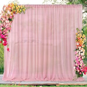 queendream 10ft x 10ft backdrop curtain for bridal shower dusty rose chiffon background drapes sheer baby shower party decorations