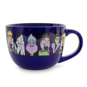 disney villains close-up panels ceramic soup mug | bowl for ice cream, cereal, oatmeal | large coffee cup for espresso, caffeine, beverages | halloween gifts and collectibles | holds 24 ounces