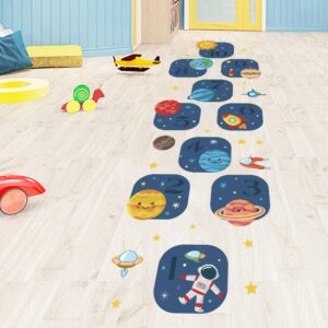 HUIGOU Digital Hopscotch Game Floor Stickers Creative Universe Number Puzzle Games Lattice Floor Wallpaper Education Puzzle Game Decals for Kids Nursery Children's Boosting Gross Motor Skills