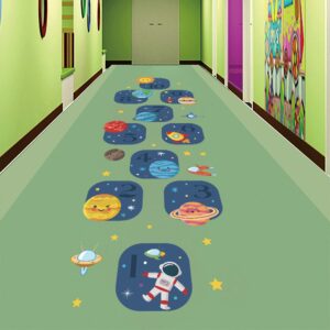 HUIGOU Digital Hopscotch Game Floor Stickers Creative Universe Number Puzzle Games Lattice Floor Wallpaper Education Puzzle Game Decals for Kids Nursery Children's Boosting Gross Motor Skills